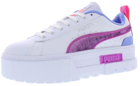 PUMA Scarpe Da Ginnastica Mayze Per Bambine - Bianco, Puma bianco/viola/orchidea/bianco trasparente, 6 Big Kid