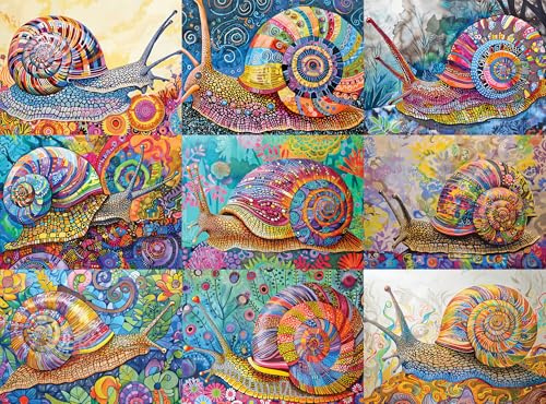 Cross & Glory | 1000 Piece Jigsaw Puzzles for Adults | The Snail Parade | Colorful Whimsical Snail Artwork | 2mm Thick Pieces | Bonus Reference Poster | Satin Finish | Ages 14+