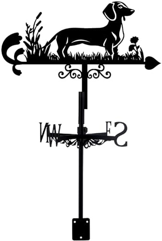 PRESSINART Hund Wetterfahne Dachmontage Metall Windfahne Schwarz Tier Muster Eisen Dekorativer Wetterhahn Windrichtungsanzeiger Werkzeug Für Bauernhof Schuppen Garten Haus Dekoration 9,4 x 14 Zoll