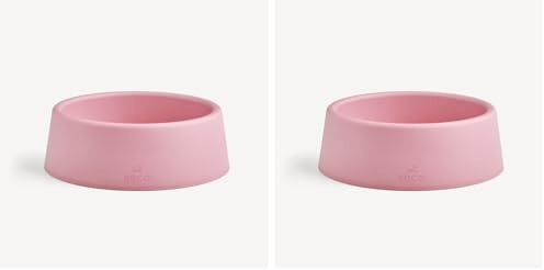 Beco Dog Bowl - Food & Water Steady Bowl, Recycled Plastic, Non-Slip Rubber Base, Candy Pink, Large (Pack of 2)