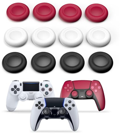 NEWDERY Joystick-Ersatzgriffkappen für PS5/PS4-Controller | Silikon-Daumengriffkappen-Set, rutschfest, kompatibel mit PS5/PS4-Controller, 12er-Pack
