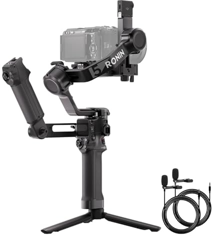 DJI RS 5 Combo mit 2X Mikrofon, Gimbal-Stabilisator für Canon, Sony, Panasonic, Nikon, Fujifilm, Intelligentes Tracking, Elektronischer Aktentaschengriff, Feinabstimmungsknöpfe, Neue Z-Achsen-Anzeige