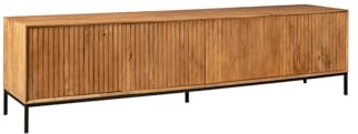 TV-Möbel Dimora Mangoholz massiv Natur/Metall Schwarz, Masse:210 cm X 45 cm