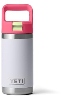 YETI Rambler Jr. 12 oz Kids Bottle, with Straw Cap, Mist/Pink/Grasshopper