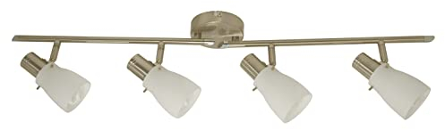 Dapo Glas-Decken-Spot-Strahler-Leuchte-Lampe EIKO 4 flammig mit Opalglas inklusive Energiespar Leuchtmittel Miniglobe 4 x E14 max. à 7W