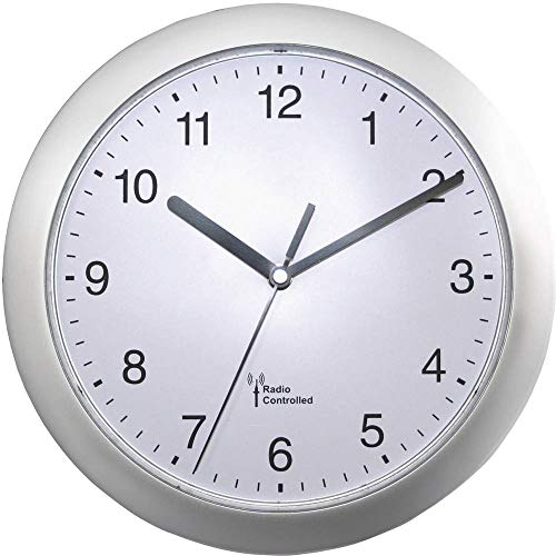 Eurotime 56787 Funk-Wanduhr, 25 cm x 3,8 cm, silberfarben