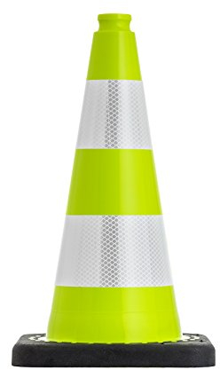 UvV-Shop grüne reflektierende Leitkegel 50 cm Pylone mit 2 reflex Streifen Standsicher mit ca. 2,2 kg, stapelbar