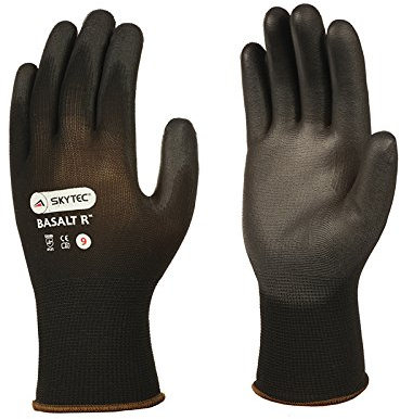 Skytec BASALT R Black Nylon Safety Work Gloves with Polyurethane (PU) Coating that Provides Abrasion Resistance (XL)