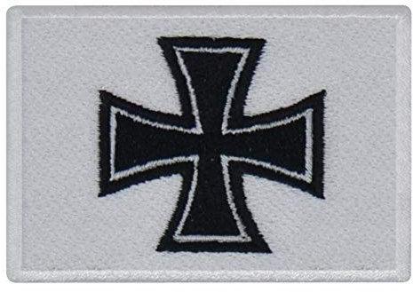 benobler FanShirts4u Aufnäher - EISERNE Kreuz - RITTERKREUZ - Fahne - 8 x 5,5cm - Flagge Wappen Bestickt Patch Badge Germany (weiße Umrandung)