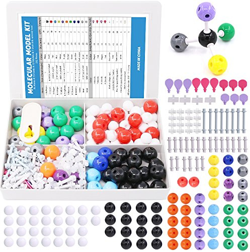 Swpeet 252 Pcs Molecular Model Kit for Inorganic & Organic Molecular Model Kit - 86 Atoms & 153 Links & 12 Orbitals & 1 Short Link Remover Tool