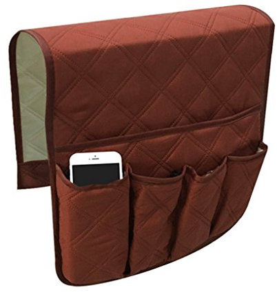 Moonlove Over Sofa Armrest Caddy Organiser Couch Hanging Tidy Storage Bag Pockets for TV Remote Controller iPad iPhone Tissue Books Magazine Glasses Cable Pens, Coffee