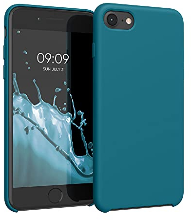kwmobile Case Compatible with Apple iPhone SE (2022) / iPhone SE (2020) / iPhone 8 / iPhone 7 Case - TPU Silicone Phone Cover with Soft Finish - Petrol