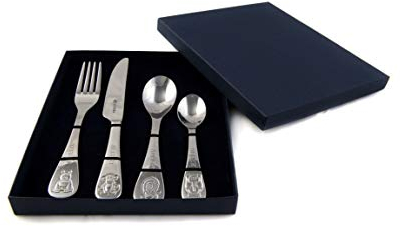 Childrens Kids Personalised Jungle Animal Cutlery Set in Presentation Box Engraved