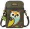 CHALA Crossbody Handy Geldbörse - Frauen PU Leder mehrfarbige Handtasche mit verstellbarem Riemen - Owl Gen II - Olive