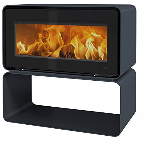 Lotus KS2405 Living Cube Kaminofen Ocean Dark, Rauchabgang hinten/A+