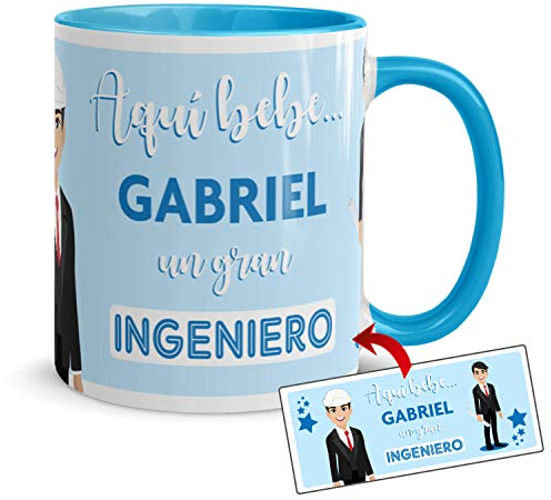 Kembilove Taza Ingeniero – Tazas de café Personalizadas – Tazas Profesiones – Taza Café Aquí Bebe un Ingeniero – Tazas Personalizadas con Nombre – Tazas navideñas Originales