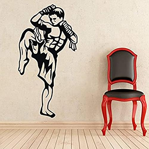 QIANGTOU Vinyl Wandtattoo Kickboxen Muay Thai Sport Wandaufkleber Home Interior Dekoration Wandbilder Removable Art Wall Decor Dec 57x30cm