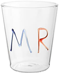 KASANOVA Bicchiere Scritta Mr 380 ml in Vetro borosilicato Multicolore