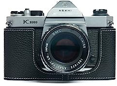 Handarbeit aus echtem echtem leder halb kamera tasche abdeckung für Pentax K1000 schwarz farbe