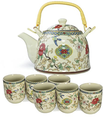 Porzellan-Teekanne, Teekanne, 1 Teekanne, 4 Tassen, Tee, Kaffeekanne, Wasserkocher, Keramikgeschenke, Tischdekoration (Set 850 ml Topf + 170 ml Tassen, Farbe)
