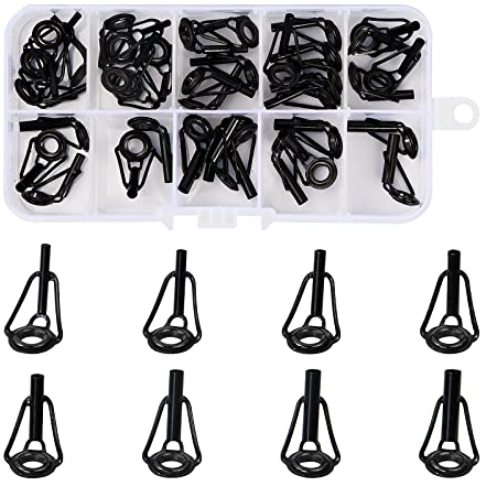 Pinsheng 40 Stücke Angelrute Reparatur Spitzenring Rutenring, 1,8-3,2 mm Angelruten Reparatur Set Angelruten Führungsring Reparatursatz, Edelstahl Keramik Spitzenringe mit Aufbewahrungsbox