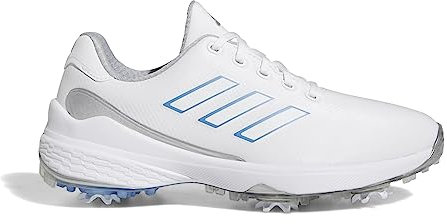 adidas ZG 2023 Zapatillas de Golf con Taco para Mujer (White/Blue, Numeric_38)