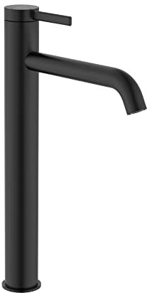 Roca A5A349ENB0 - Mélangeur lavabo Bec Haut, Collection ONA, bonde clic-clac, Corps Lisse, démarrage Froid, Couleur Noir Mat