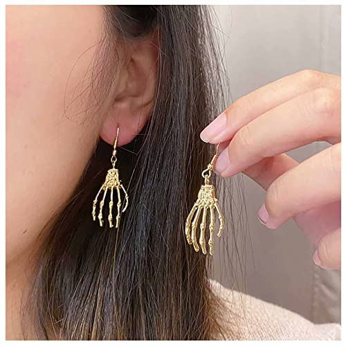 Inilbran Gothic Skelett Hand Ohrringe Boho Skelett Knochen Baumeln Ohrringe Punk Skelett Totenkopf Hand Ohrringe Vintage Gold Totenkopf Hand Ohrringe Schmuck Für Frauen Und Mädchen