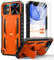 FNTCASE Handyhülle für iPhone 11 Hülle: Stoßfeste Robust Militär-Grade Fallschutz Hülle mit Ständer TPU Matte Hybrid Heavy Duty Harte Bumper rutschfest Schutzhülle Cover für iPhone 11/XR 6,1 Orange