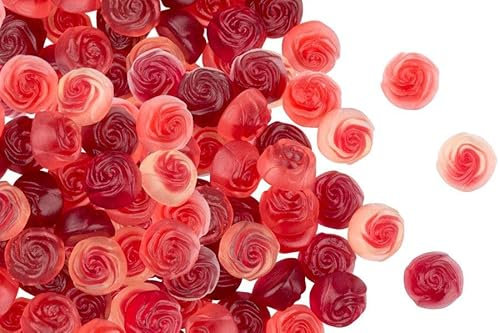 Fruchtgummi Fruchtsaft Rosenblüten mit Kirsch-Füllung, Erdbeere, Himbeere, Johannisbeere, 500 g