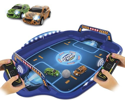 Ninco - Goalcars Supercup | Combina conducción de Vehículos de Radio Control con Técnicas de Fútbol, 2 Coches teledirigidos con Luces, batería Recargable (NH93181)