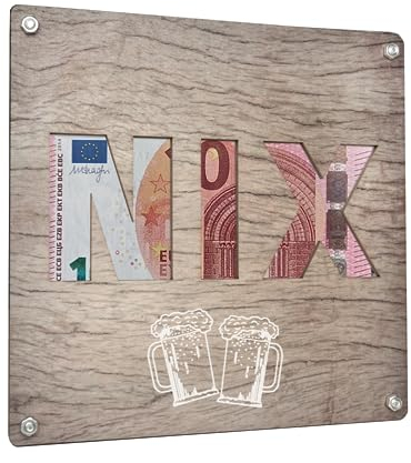 Geldgeschenk Holz NIX I Originielles Geldgeschenke Karte für Geburtstag I Geldverpackung Holz I Geldgeschenk Hochzeit und Party (Helle Farbe)