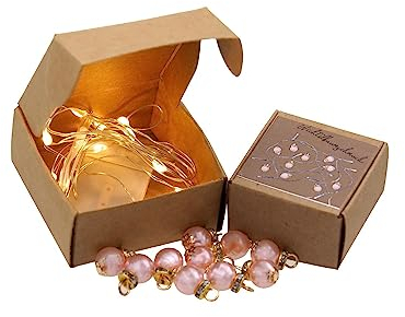 ZauberDeko Wichtel Zubehör Christbaumschmuck Rosa Kugel LED Licht Karton Set 4-teilig