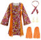 NATUCE Costume da Discoteca Hippie anni '60 anni '70, Accessori Hippie da Donna, Costume da Hppie da Dnna, Abbigliamento Hippie, Costume Hippie, 60s Party Costume per Discoteca Halloween (XL)