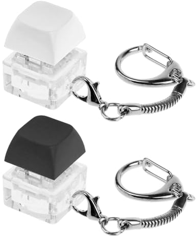 2 Stück Tastatur-Schlüsselanhänger, Spielzeug-Tastatur, Abnehmbarer Tastatur-Schlüsselanhänger, Relief-Spielzeug-Schlüsselanhänger (weiß + schwarz)