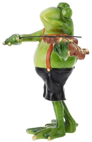 Supvox 1stk Geigenfrosch Spielen Frosch Skulptur Frosch Gartenfigur Schwimmfiguren Teich Yoga Frosch Stein Wetterfrosch Willkommen Figur Garten 3D Harz Blumentopf Weihnachten