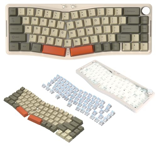 ATTACK SHARK AKS068PRO 60% Alice Layout Gasket Wireless Mechanical Gaming Keyboard, BT5.1/2.4G/Wired, VIA-Programmable, Hot-Swappable Sea Salt Linear Switch, 3000mAh Battery, RGB Backlit, Knob, PC/MAC