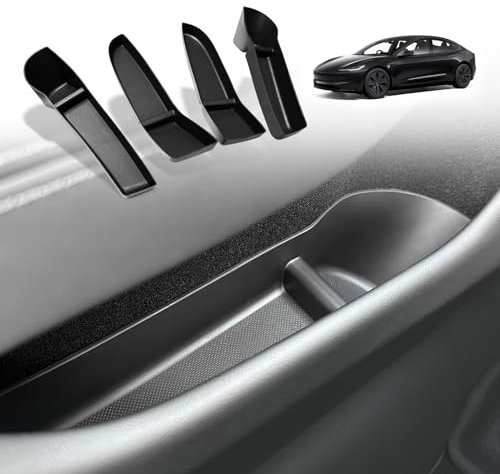 BestEvMod for Refreshed Model 3 Highland Door Side Handle Storage Box Armrest Tray TPE Organizer Anti-Slip Easy to Clean Set of 4 Compatible with 2024 Refreshed Tesla Model 3 Highland Accessories
