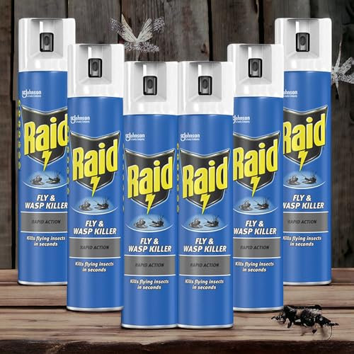 6 x 300ml Raid Rapid Action Fly & Wasp Killer, Fly Killer Spray For Indoor Use(Total 1800 ml)