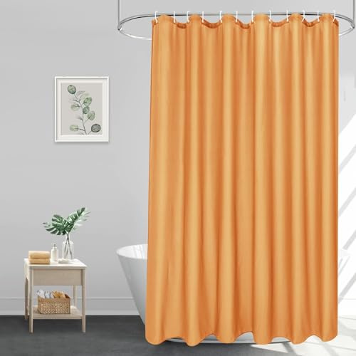 3D Duschvorhang 120x180 Orange Farbe Duschvorhang Orange Farbe Bad Vorhang Antischimmel Wasserdicht Duschvorhänge Textil Polyester für Badezimmer Badewannen mit 8 Haken 491A