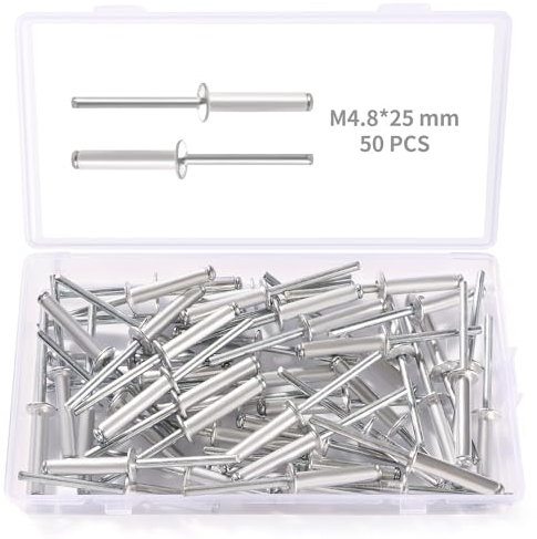 YIXISI 50 Stücke M4.8x25 mm Aluminium Blindnieten, Große Flansch Blindnieten, Dome Blind Nieten, für Metall Holz Aufbewahrungsbox Möbel Kunststoff
