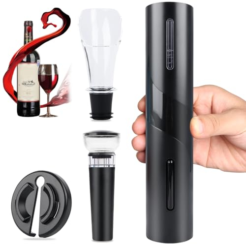 Kit de abridor de botellas de vino eléctrico, juego de abrebotellas de vino, sacacorchos eléctrico 4 en 1, abridor de botellas automático, juego de cortadores de láminas, tapón de vino al vacío