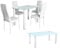 S & S Saldos y Stocks Pack Elegance: Mesa de Cristal Templado + 4 Sillas Polipiel + Mesa de Centro de Cristal Templado Blanco