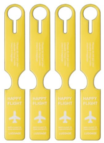 Veki Étiquettes à Bagages en PVC, Couleur Étiquette Valise Avion, Étiquettes d'Identification de Valises, Étanche Étiquette de Valise de Bagage pour Sac de Voyage, Valise (Jaune)