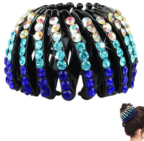 Vogelnest mit Strass – ausziehbarer Haarschmuck aus Strass – Pferdeschwanz Halter Haarzubehör dehnbar Strass Vogelnest Haarspange für Frauen Mädchen