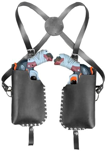 MDFCZXP Taktische Pistolenschultern Waffenholstertasche, verdeckte Pistolentasche Steampunk Harness mit Doppeltaschenholster unter dem Arm,Schwarz,20cm