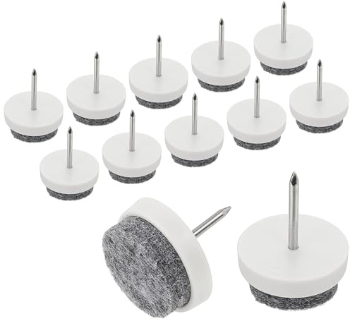 PATIKIL 0.79 Screw-on Furniture Felt Pad, 40 Pcs Nail on Chair Leg Floor Protectors Glide Round Slider Screw-in for Chair Table Furniture, White