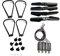 Pexorin Faltbarer Quadcopter-Ersatzteilmotor, Propellerblätter, Schutz, Motoren, Getriebe, Zubehör-Set, for K9 Mini Drone Rc K9 Pro Propellerpropeller(Burgundy)