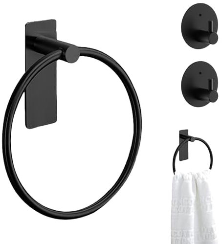 FHBHJNATC 3 Pezzi Porta Asciugamani Bagno, Appendi Asciugamani Bagno, Porta Salviette Bagno, Anneaux Porte-Serviettes pour la Cuisine et la Salle de Bain, Type Autocollant en Acier Inoxydable
