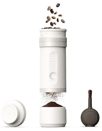OutIn Fino Tragbare Elektrische Kaffeemühle Kegelmahlwerk - 28 Externe Mahlstufen, 7-Stern-Edelstahlkonus & Ein-Knopf-Bedienung, Kompakte Kaffeemühle Espresso mit Schnellladung, für Reise & Haushalt